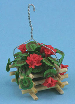 Dollhouse Miniature Red Geranium Hanging Plants